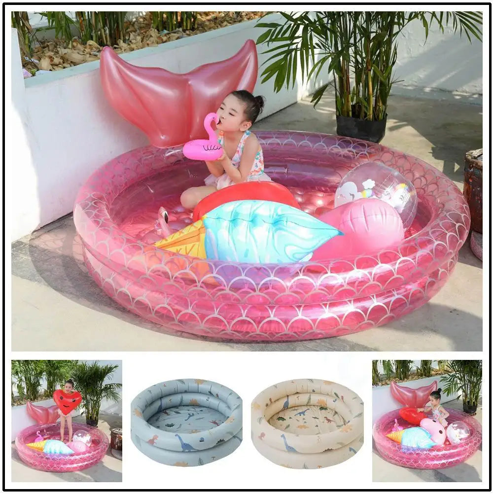 Inflatable Mermaid and Dinosaur Swimming Pool for Kids, Sturdy PVC, Multiple Sizes 90CM-150CM, Fun Outdoor Summer Activity
