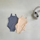 Light baby girls' one-piece swimsuit - polka-dot suspender style with hat, nylon, cozy for summer beach wear