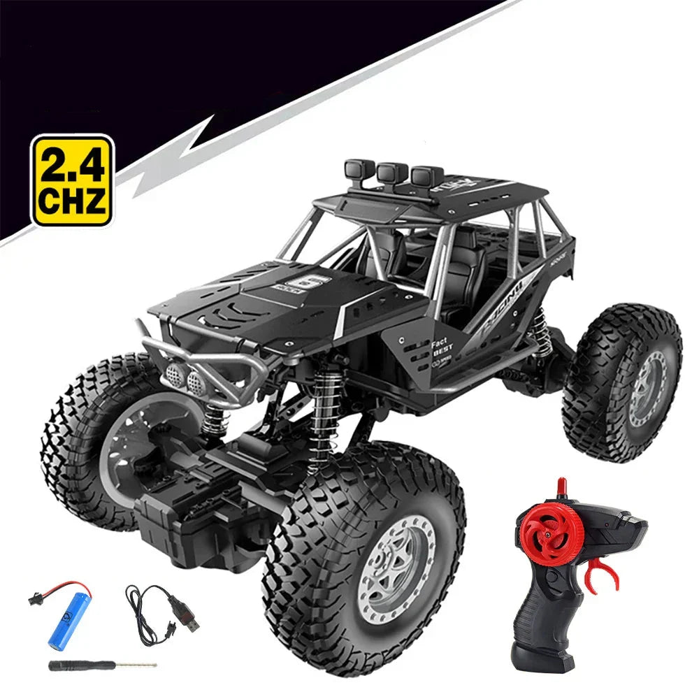 Remote2025 Edition Control Car Off Road Monster Truck Rock Crawler 4WD Dual Motors Metal Shell LED Headlights Kids Gift Fall