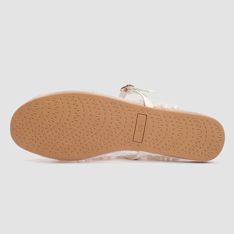 Light Women’s Ballet Flats - Mary Jane Mesh, Beaded