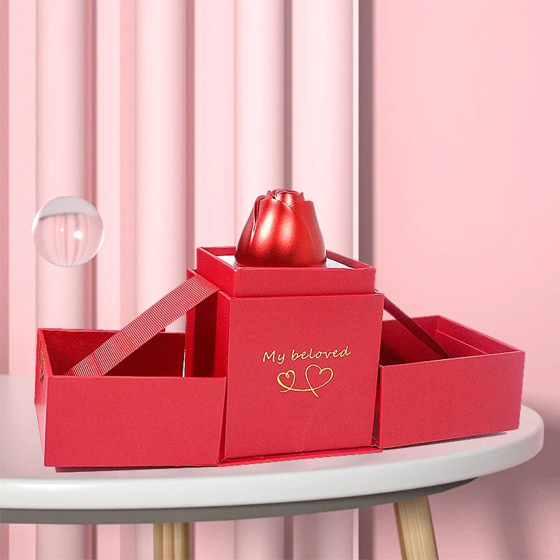 Rose Lifting Gift Box Necklace Ring Display Box For Women