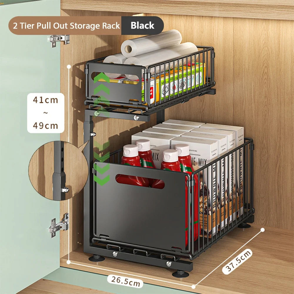 Out Pull Cabinet Organizer Slide Drawer Kitchen Rack