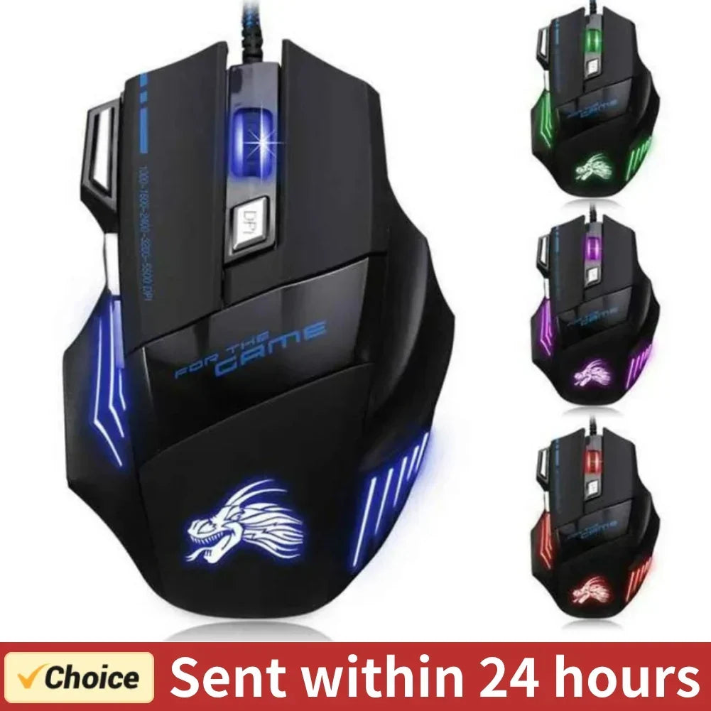 Usb Wired Gaming Mouse 7 Button Backlit Comfort-Grip Comfort