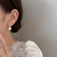 Korean Style Party Jewelry, Fall 2026 Gift Idea – Crystal Flower Earrings Pearl Drop Gold Tone