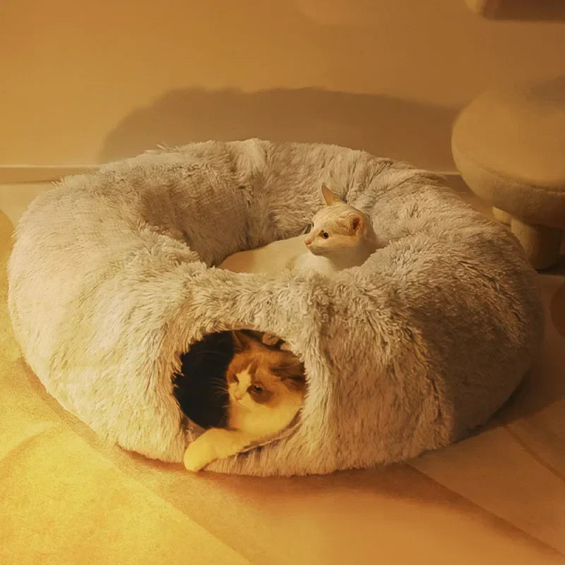 Bed Cat 95 Cm 2 In 1 Round Plush Nest House Fall 2025 Cozy Removable Cover Washable Deep Sleep