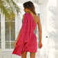One-Shoulder Satin Women's Dress with Cape Sleeve, Elegant Formal Dress for Special Occasions-5