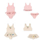 Fast-dry girls’ swimwear - checkered cherry print bikini set, nylon, for summer vacation