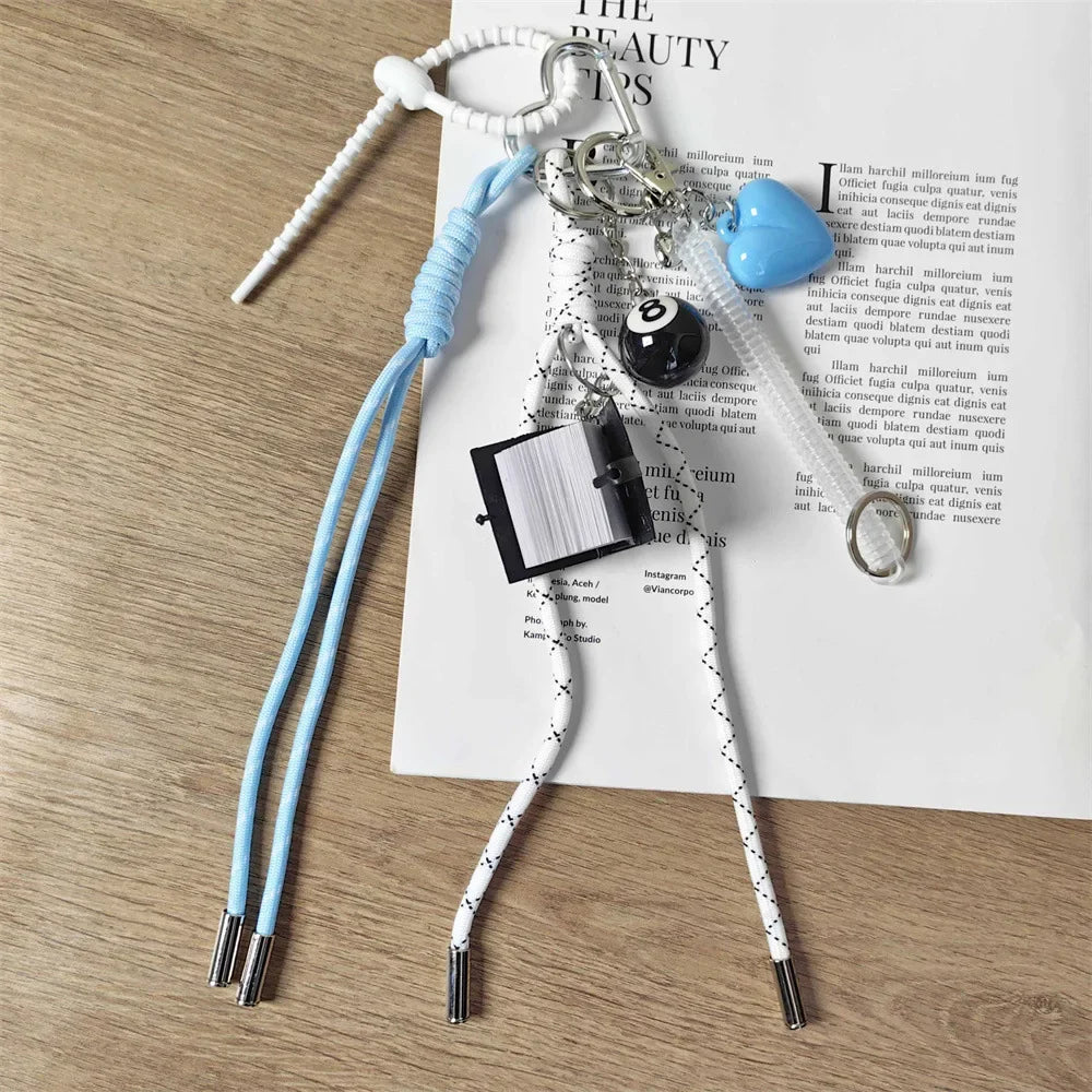 Rope Braid Bag Charm Leather Dachshund Keychain Aesthetic