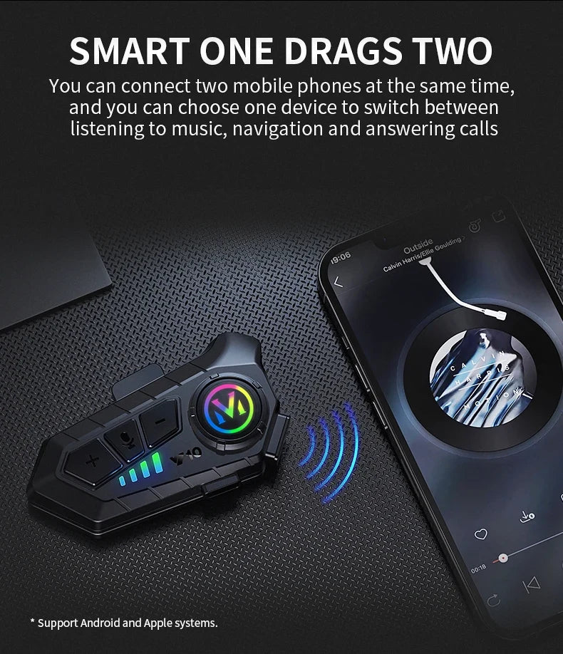 Water-Resistant Hands-Free Call Music Speaker Universal Fit 2026 – Bluetooth 5.3 Motorcycle Helmet Headset Y10
