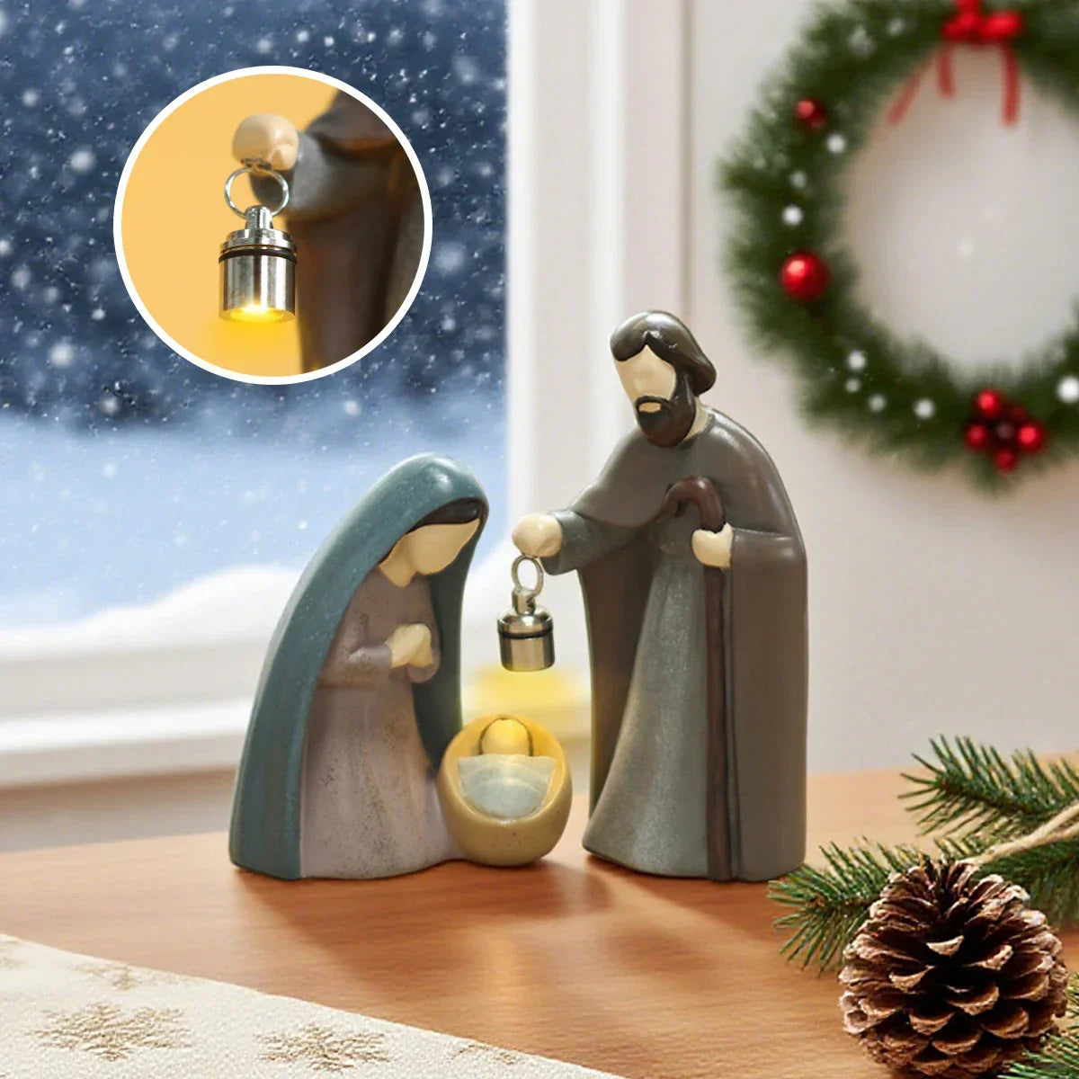Nativity Scene Ornament Luminous Hand-Held Lamp Folk Art Christmas Decor 2025 Gift