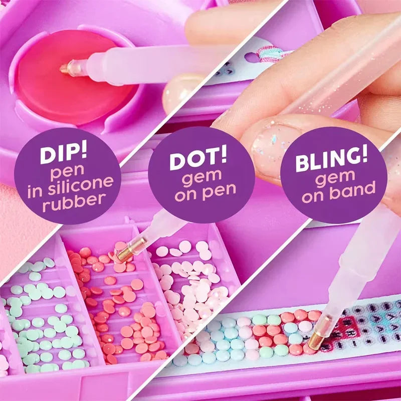 Flexible DIY Diamond Painting Bracelet for Kids & Adults - Creative Jewelry Craft with Embroidery Art