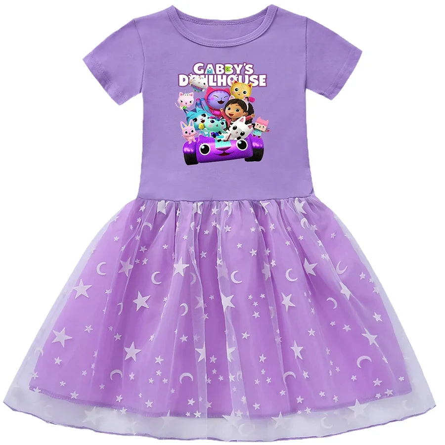 Princess-Style, Flowy, Mid-Calf Length, Cotton, For Party Wear – Light Girls’ Dress