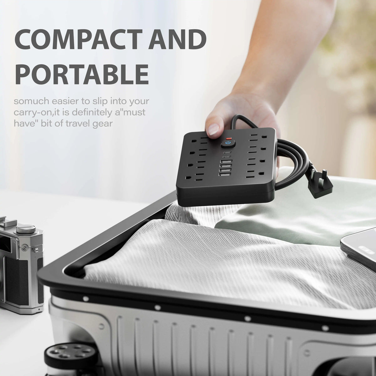Power 14-in-1 Outlet Surge Protector, 8 AC & 4 USB, Extension Cord for Desktop Charging