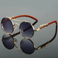 Vintage Punk Round Sunglasses Men & Women Retro Fashion Shades Deluxe Double Bridge Design