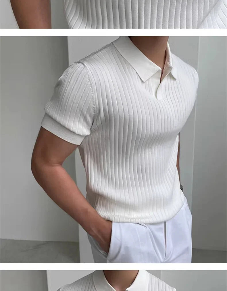Fast-dry men's golf polo shirt - slim fit short sleeve, polyester, for sports and casual wear
