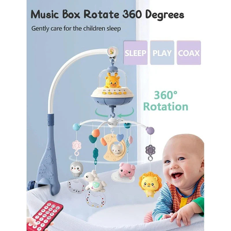 Mobile Crib Remote Music Light Newborn Sensory Toys