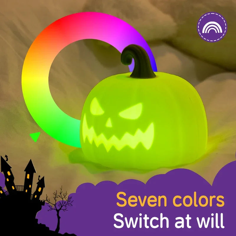 Halloween Night Light Silicone Cute Ghost Duck Pumpkin Lamp Halloween 2025 Nursery Battery-Powered Kid Safe Gift