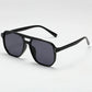 Big Vintage Square Sunglasses for Men Women - Unisex UV400 Black Lens Designer Shades