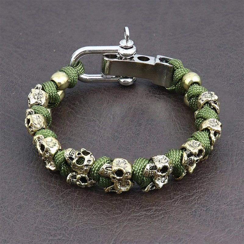 Skull Paracord Bracelet Gothic Wristband Halloween 2026 Gift Idea Flexible Braided Jewelry