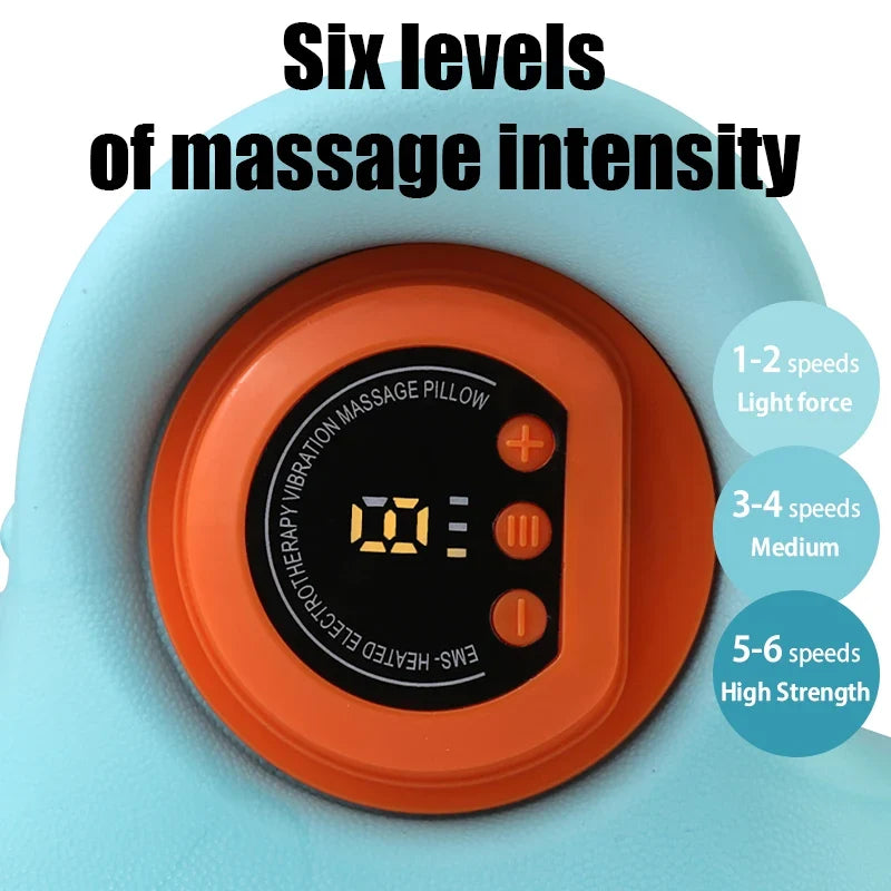 Comfort-Grip Support Pillow – Motor-Driven Cervical Massager Neck Stretcher with Heating