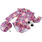 Plush Girls' One-Piece Swimsuit - Long Sleeve, Lace Design, Polyester, Sun Protection Beachwear