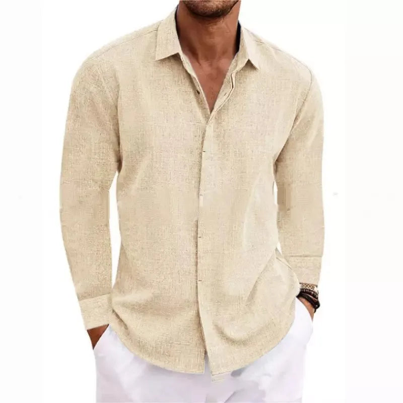 Loose Solid Color Casual Top for Plus Size Fashion – Men’s Long Sleeve T-Shirt