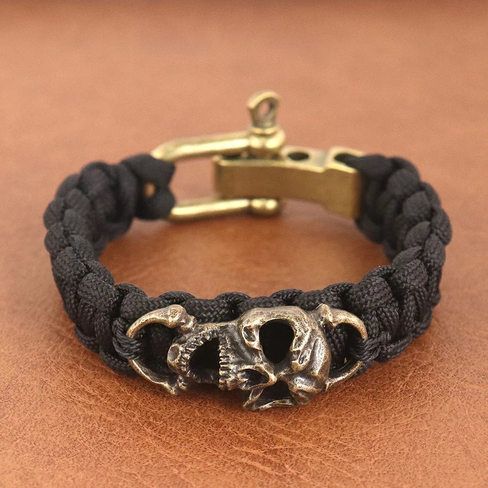 Skull Paracord Bracelet Gothic Wristband Halloween 2026 Gift Idea Flexible Braided Jewelry