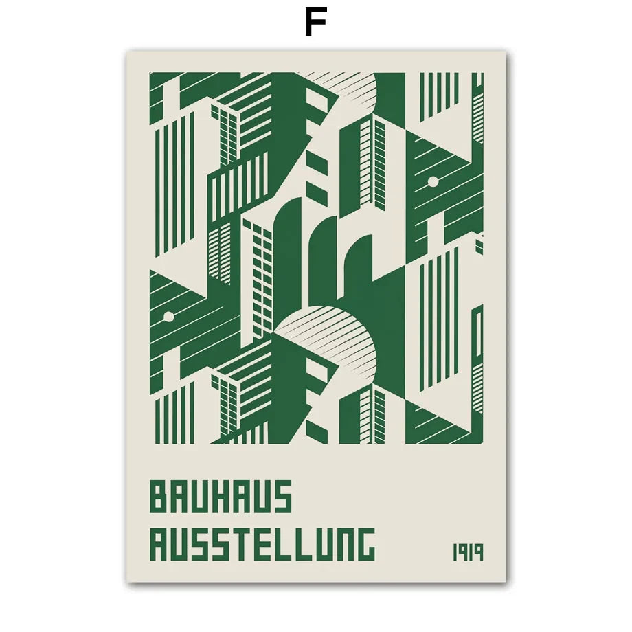 Bauhaus Green Minimalist Wall Art Canvas Print Water-Resistant
