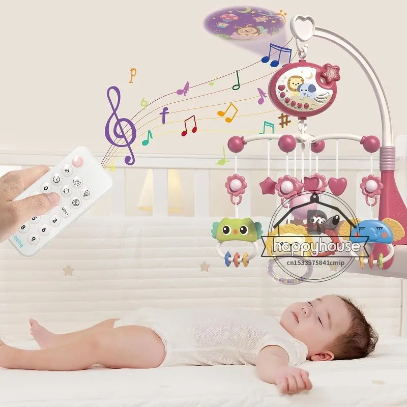 Mobile Crib Remote Music Light Newborn Sensory Toys