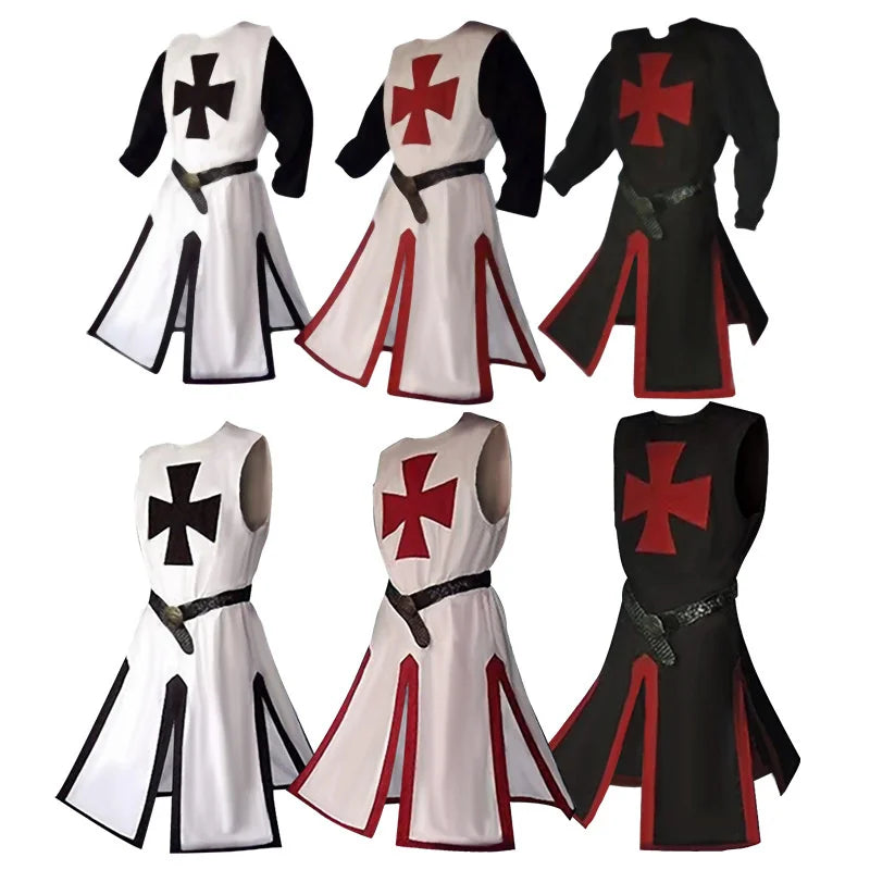 Knights Templar Crusader Cosplay Costume - Authentic Tunic & Cape Kit for Halloween