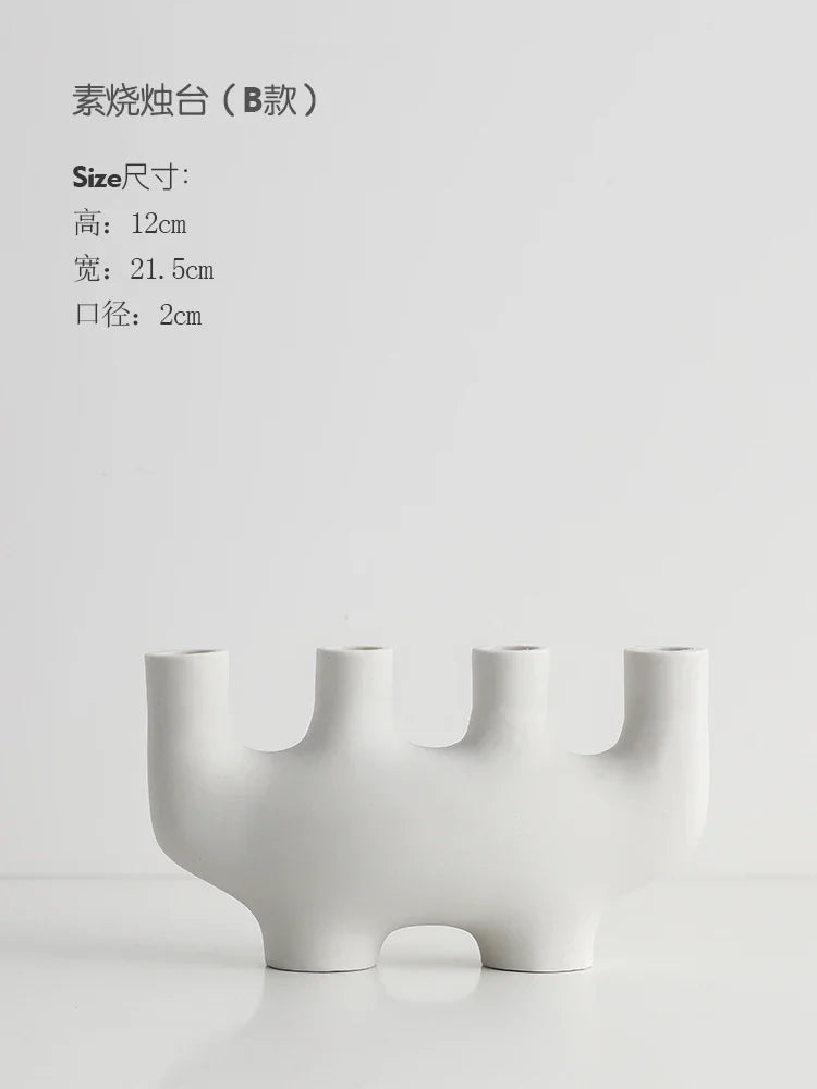 Ceramic Candle Holders Kit Of 3 White Scandinavian Minimalist Candle Stands Fall 2025 Contemporary Centerpiece Gift