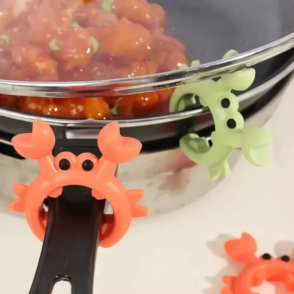 Compact Crab Silicone Spatula Rack - Anti Scalding Pot Clip Kitchen Gadget