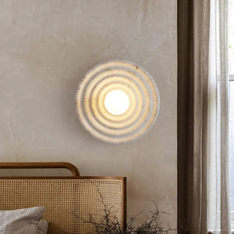 Wabi Japandi Sabi Round Wall Sconce Japanese Minimal LED Light