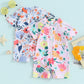 zip-front, short sleeve, floral print, polyester, for summer swimwear – Plush girls’ rash guard romper
