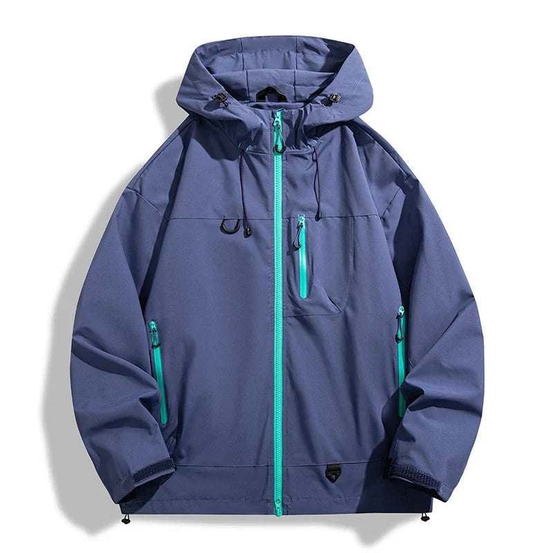 Water-Resistant Unisex Windbreaker - Hooded Single-Layer, Hiking