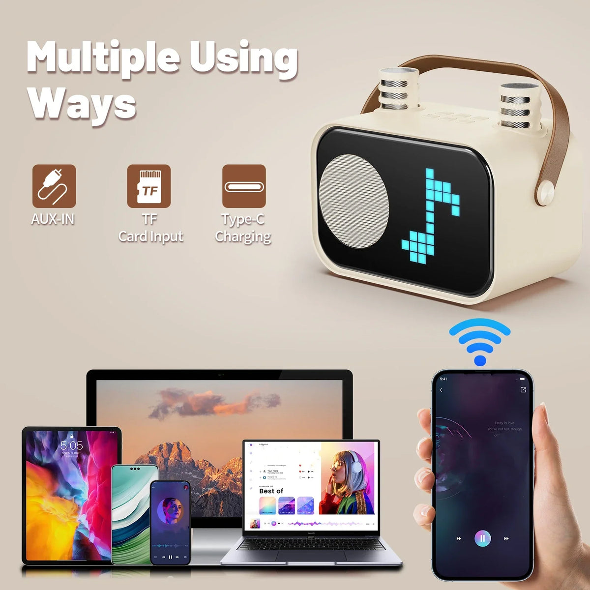 Kids2025 Edition Karaoke Machine Travel-Friendly Bluetooth Speaker With 2 Cordless Microphones Party Gift