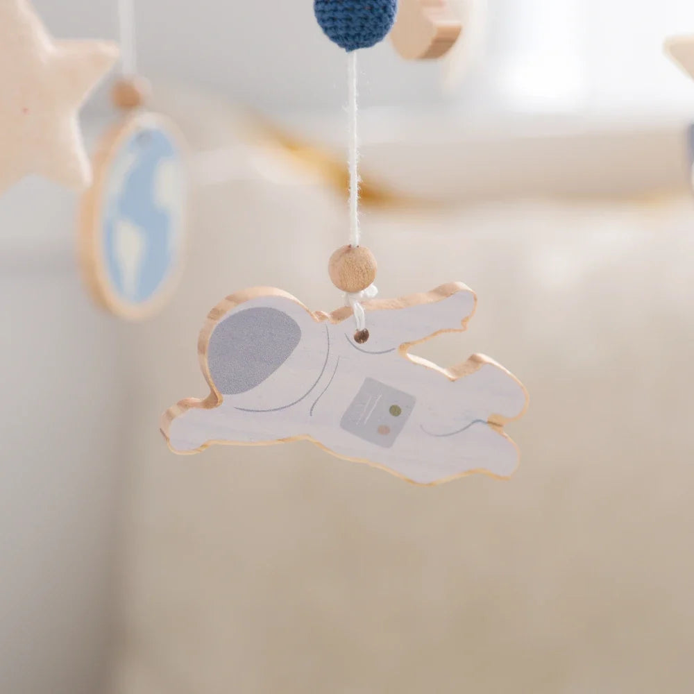 Rocket Wooden Crib Mobile Newborn Sensory Toys Soothing