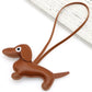 Pu Dachshund Leather Bag Charm Baseball Keychain Gift