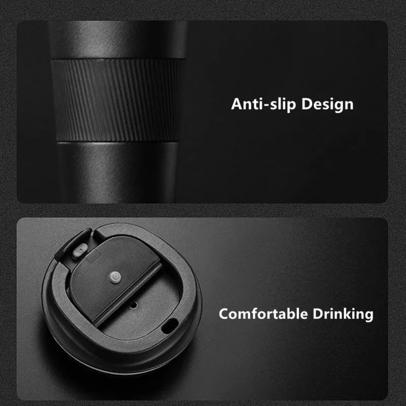 510ml Double Stainless Steel Coffee Thermos Mug - Leak-Proof Travel Flask, Anti-Slip Insulated Water Bottle, BPA Free