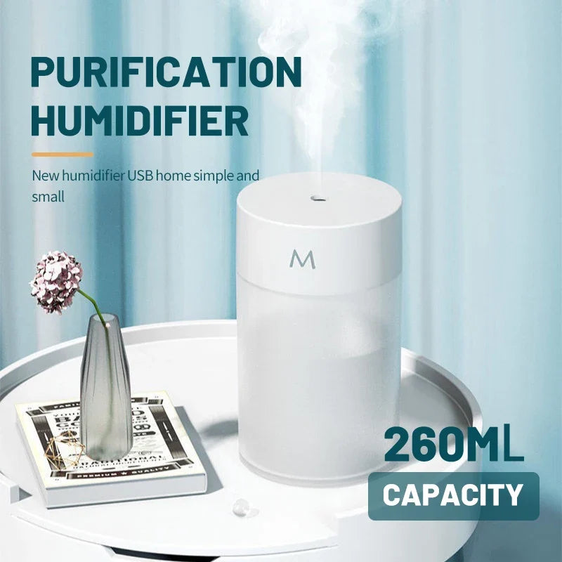 New Mini Fog Humidifier USB - Compact Desktop Air Purifier with Large Capacity for Household and Travel