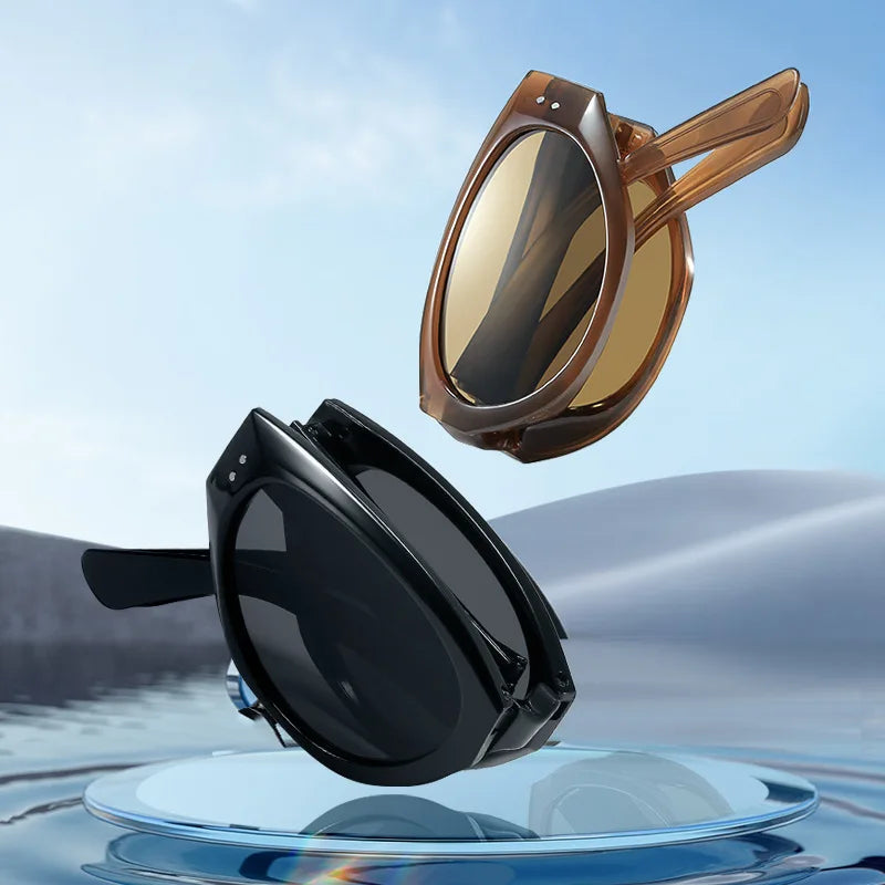 Sunglasses Circular Unisex Foldable Round Eyewear, TikTok Viral Fall 2026 Trendy Accessory
