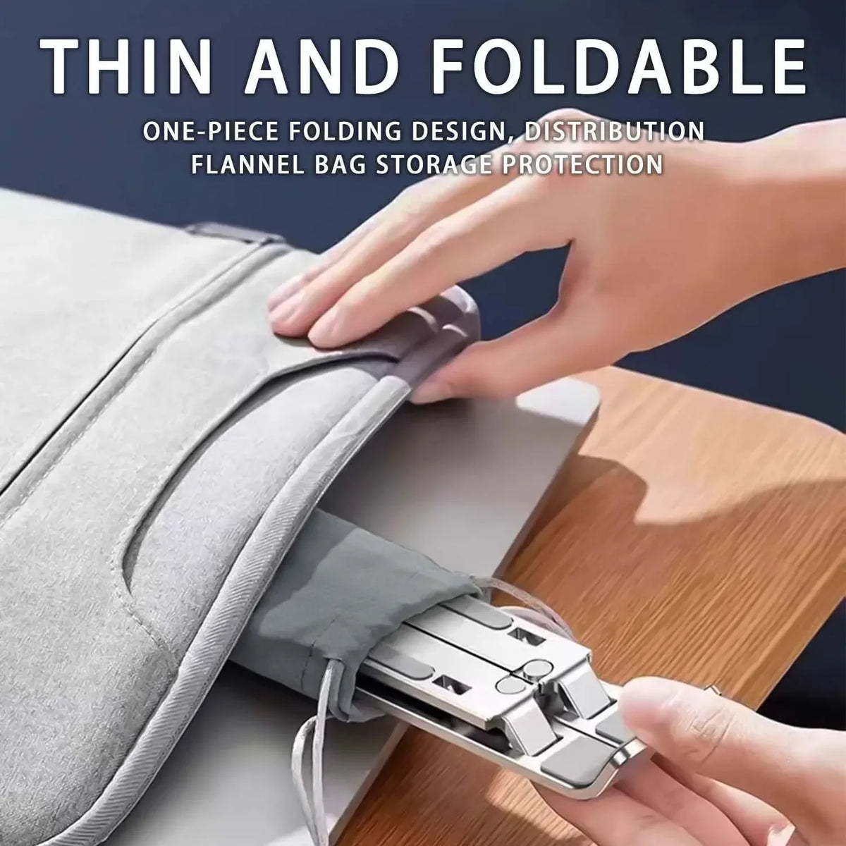 Travel-Friendly Flexible Aluminum Laptop Stand with Accessories - 6-Level Height, Anti-Slip Design, Enhanced Ventilation for 8-16" Laptops