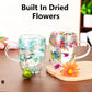 Wall Double Glass Cup with Handle Dried Flower Decorated Ins Style Mug 300ML