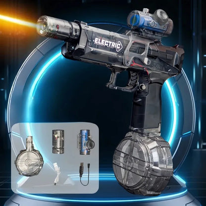 Motor-Driven Water Gun Self-Priming Pulse Blaster Kids Toy Summer 2025 Large Capacity Tank LED Lights