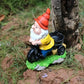 Garden2026 Edition Gnome On Bicycle Statue Sturdy Resin Outdoor Decor Flower Cart Dwarf Ornament Fall