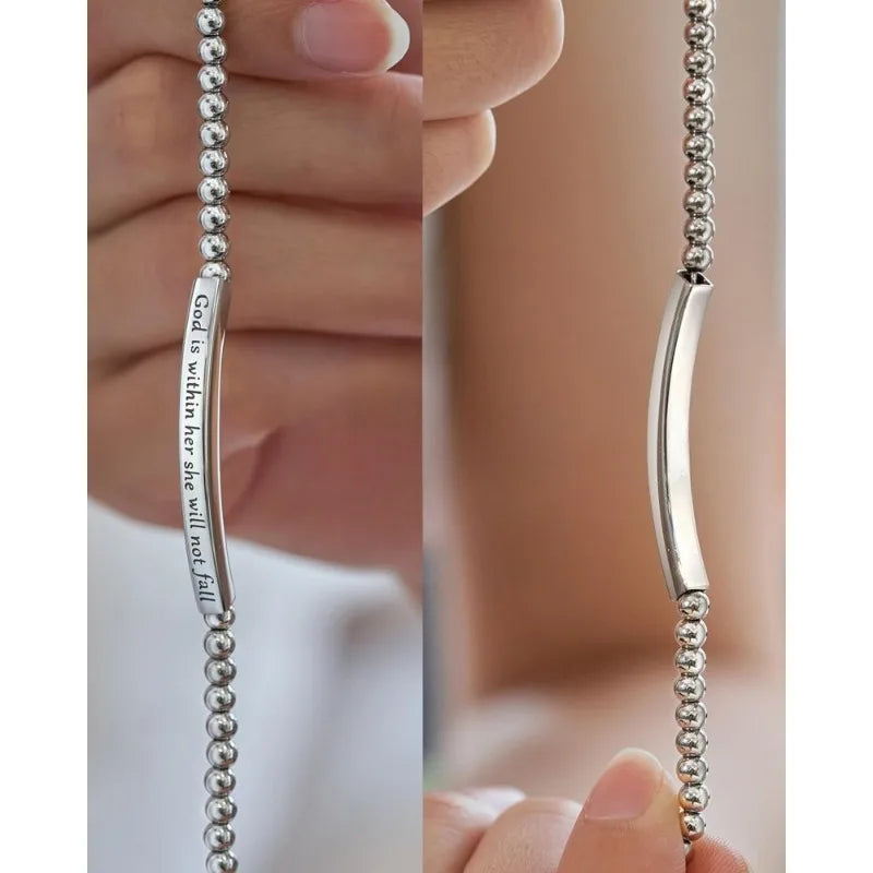 letter design, metal, lobster-claw clasp, faith-inspired – Timeless women's chain bracelet