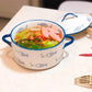 1000ml Ceramic Covered Noodle Bowl Microwave Safe With Lid