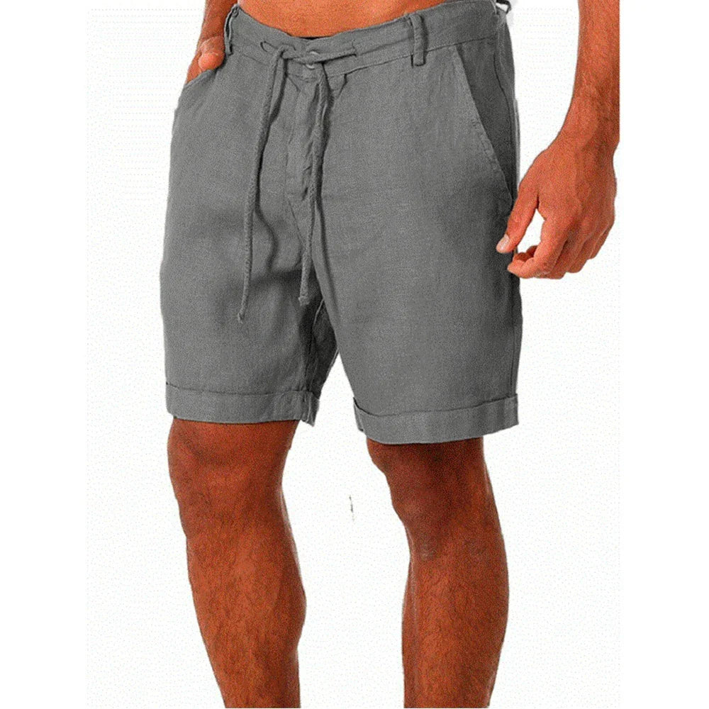 Lightweight Breathable Cotton Linen Summer Shorts for Men, Relaxed Fit Casual Beach Wear-1