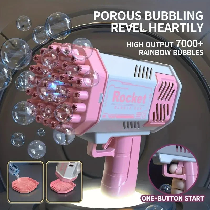 Motor-Driven 40-Hole Bubble Blaster Toy - Hand-Held Outdoor Fun for Kids, No Batteries or Bubble Option Needed