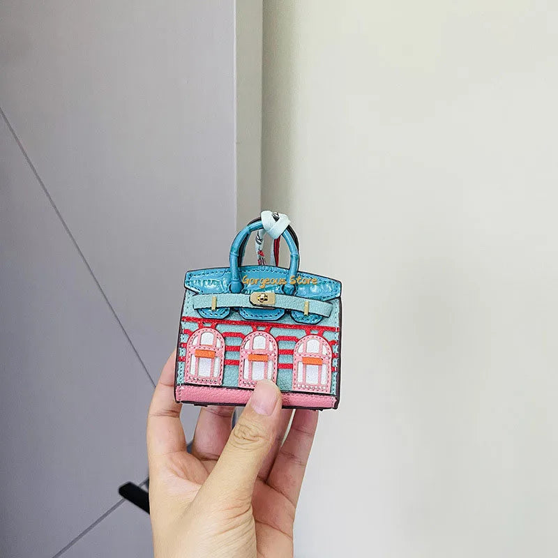 Inspired Birkin Mini Hand Bag - Platinum Bag Charm
